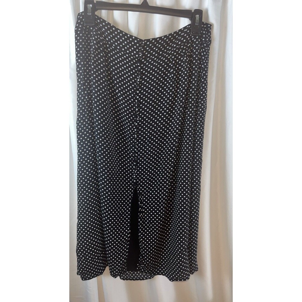 Wild Honey Women’s Black Polka Dot Midi Skirt A-linen Size M Retro Y2K Casual